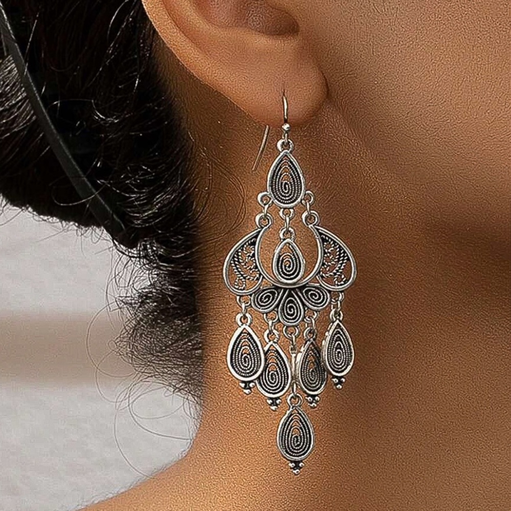 Elegant Silver Chandelier Earrings